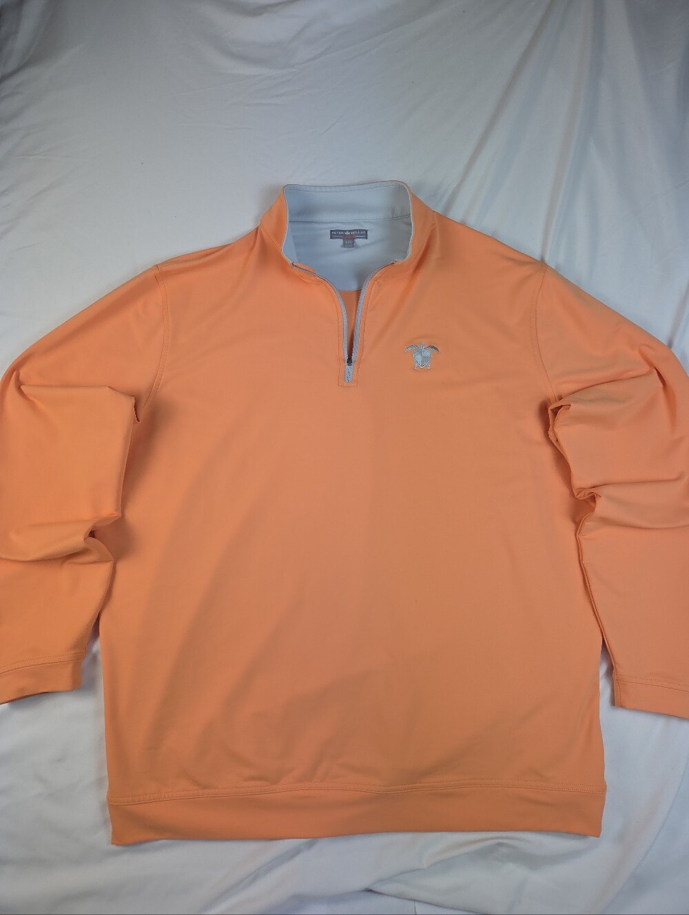 Peter Millar Wicking Peach Orange 1/4 Zip Pullover Long Sleeve Golf Sweatshirt